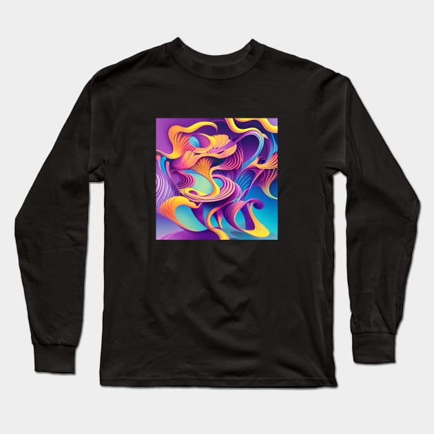 Curvy Calming Colors Abstract Design Long Sleeve T-Shirt by ArtistsQuest